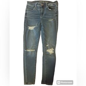 American Eagle Next Level Stretch high waisted distressed jeans